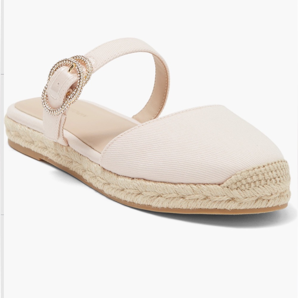 Stuart Weitzman Crystal
Buckle Espadrille Mule